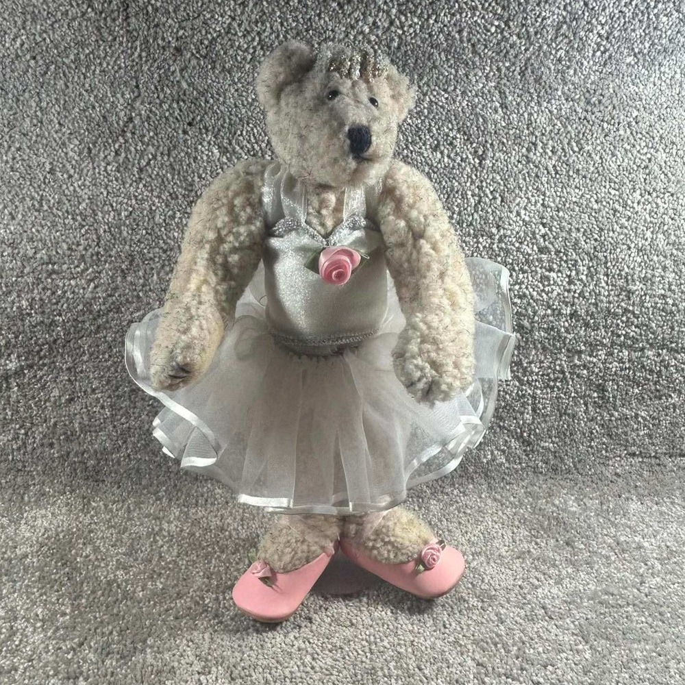 Ballerina Teddy Bear Cream White Tutu Pink Shoes Collectible Plush